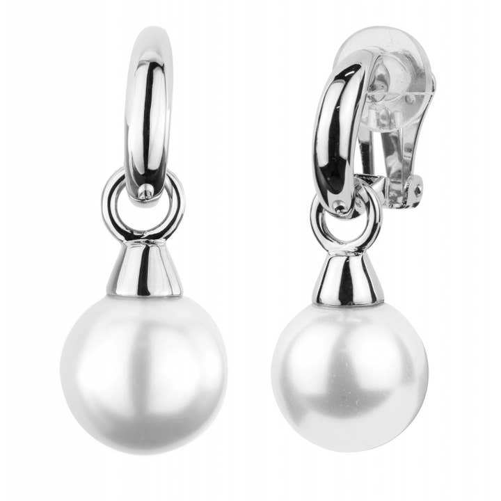 Brincos Traveller Drop - banhados a platina - pérola de 14mm por atacado de Hollander Jewels B.V.