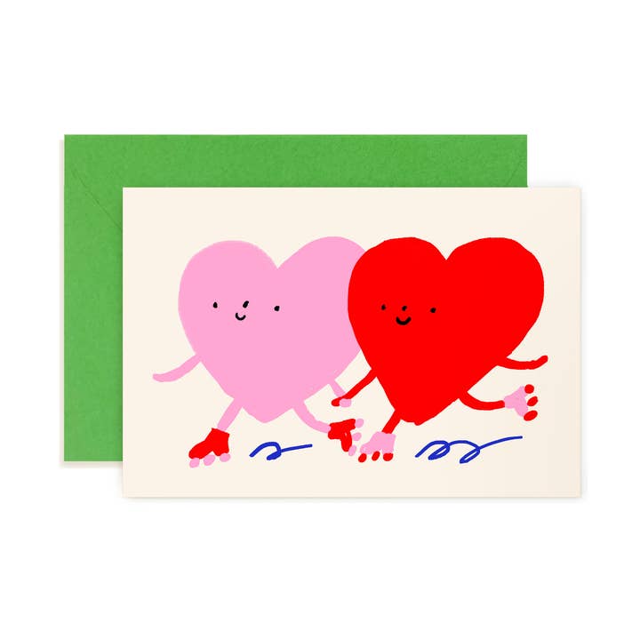 Karen Schipper - Venta al por mayor Tarjetas de felicitación - Amigos del Corazón Patinador - Tarjeta de San Valentín para Niños0