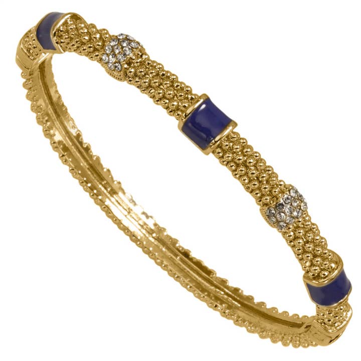 Golden Lapis & Crystal Caviar Station Bangle for wholesale by My Best Kept Jewelry