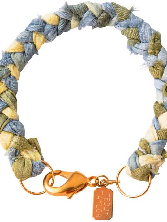 Pulseira azul sabugueiro - seda recuperada ecológica por atacado de Teddy Taylor Jewelry