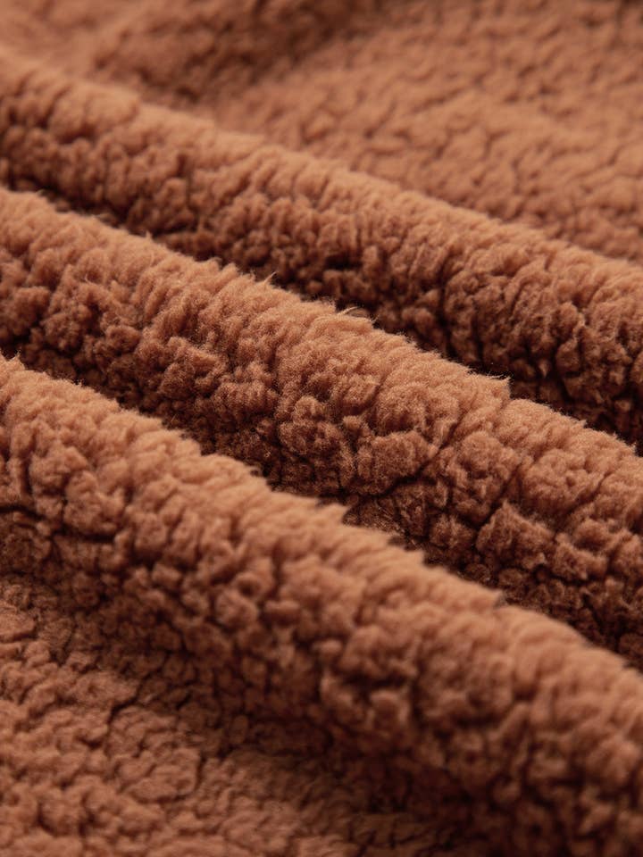 Straw Yellow LALALOO Sherpa Fleece Zip Up Hooded Jacket for wholesale on Faire8