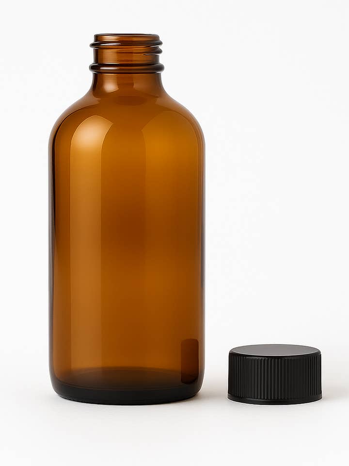 8 oz Amber Glass Bottle with Caps Great for Essential Oil for wholesale by AfroCosmetics & Culture