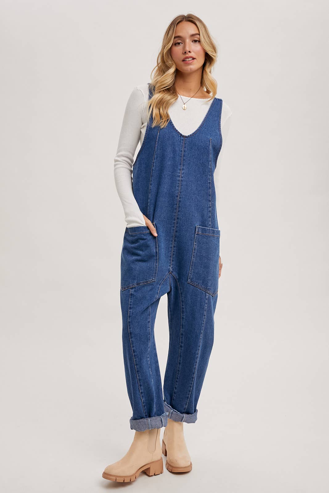 Bluivy - Wholesale Jumpsuit - Women's - DENIM JUMPSUIT IN A RELAXED FIT WITH HAREM LEGS2