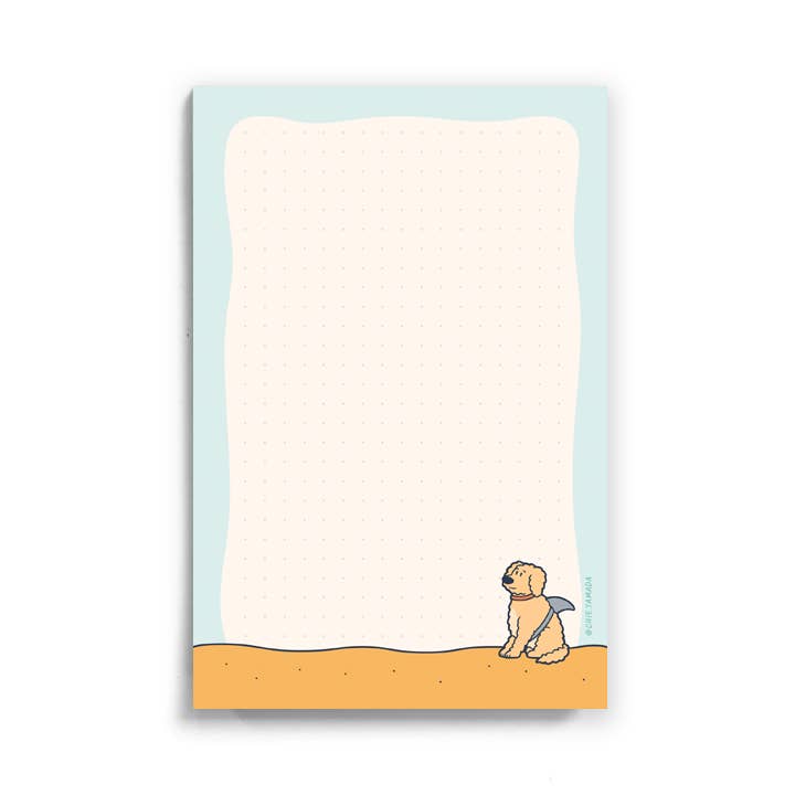 Golden Doodle Shark 4"x6" Dotted Grid Notepad for wholesale by Chie Tamada