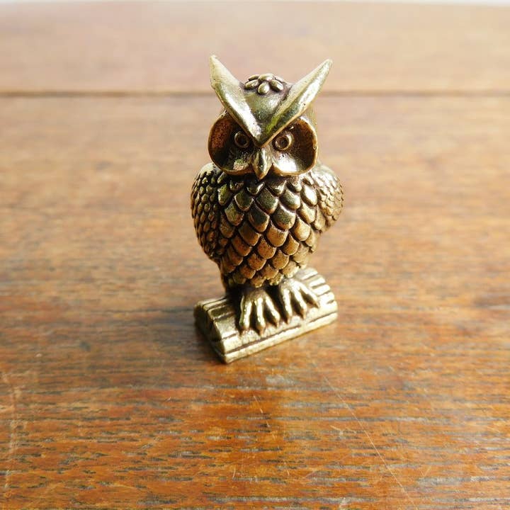 Small Brass Owl Figurine for wholesale by Superior Stones & Gifts INTL LLP