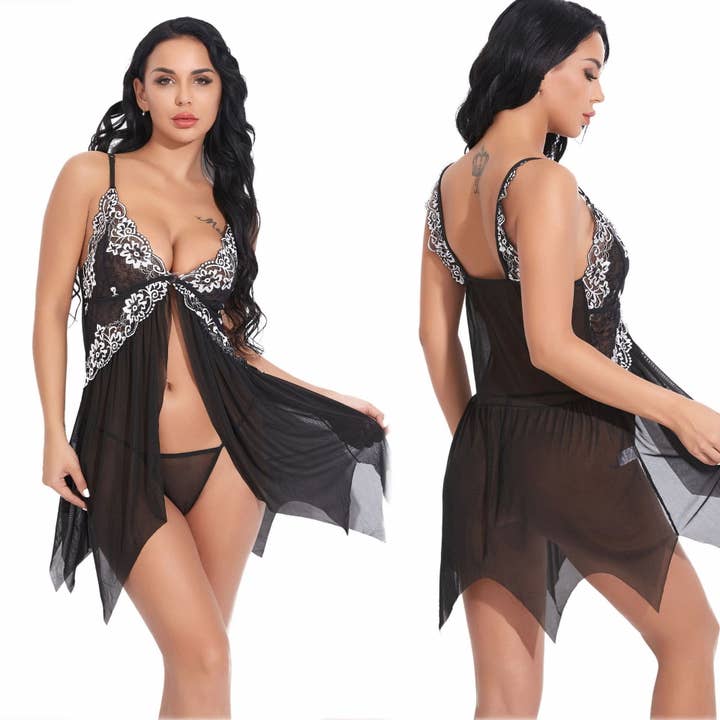 Lace Babydoll Halter Chemise V Neck Nightgown for wholesale by We-vibe