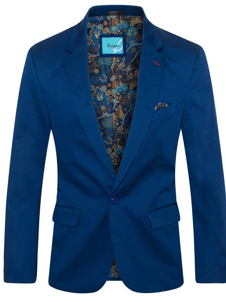 Modeblazer bomuldsstræk i safir 9010 for engroshandel hos Perruzo