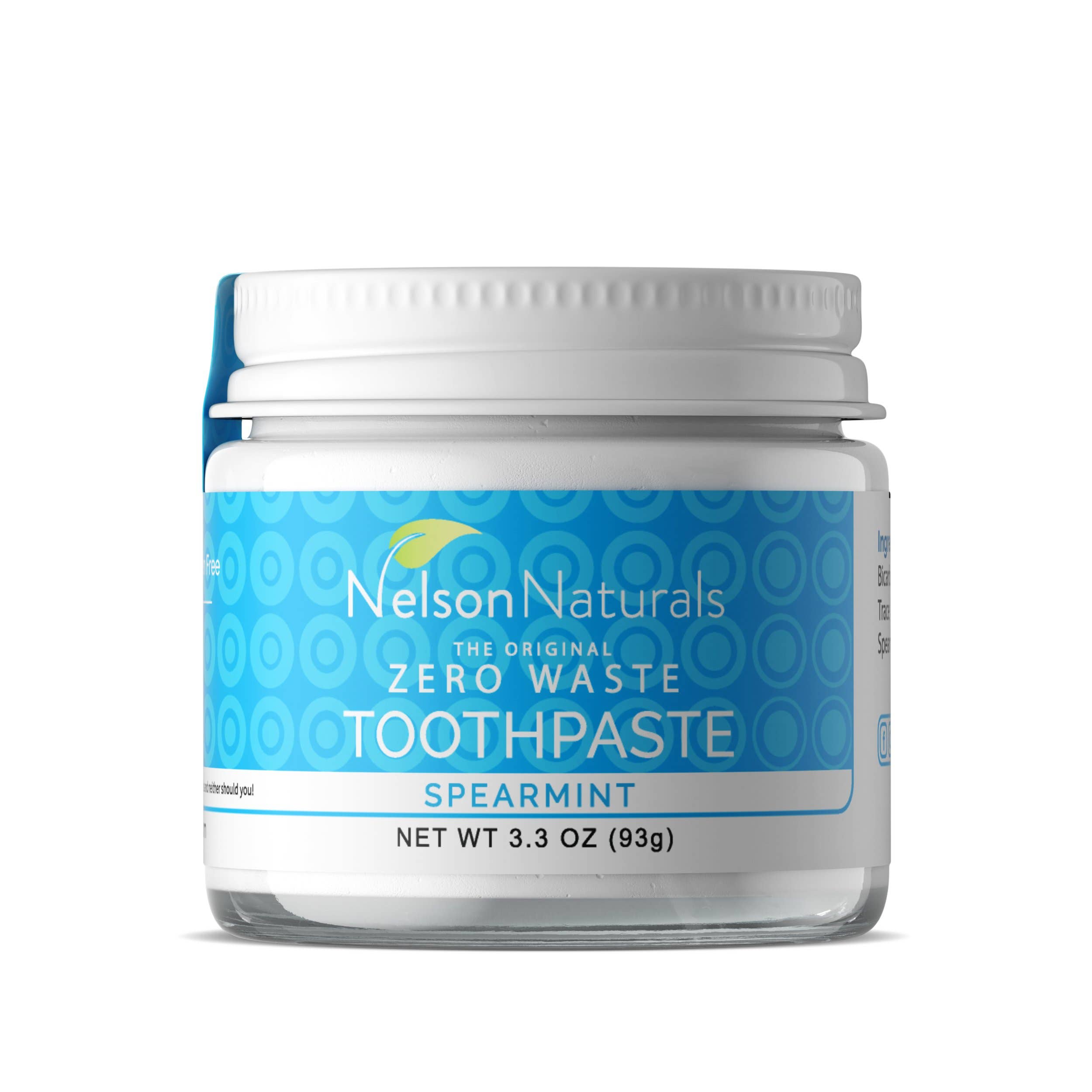 Nelson Naturals - Wholesale Toothpaste - The Original Zero Waste Toothpaste - Spearmint 93g/3.3oz