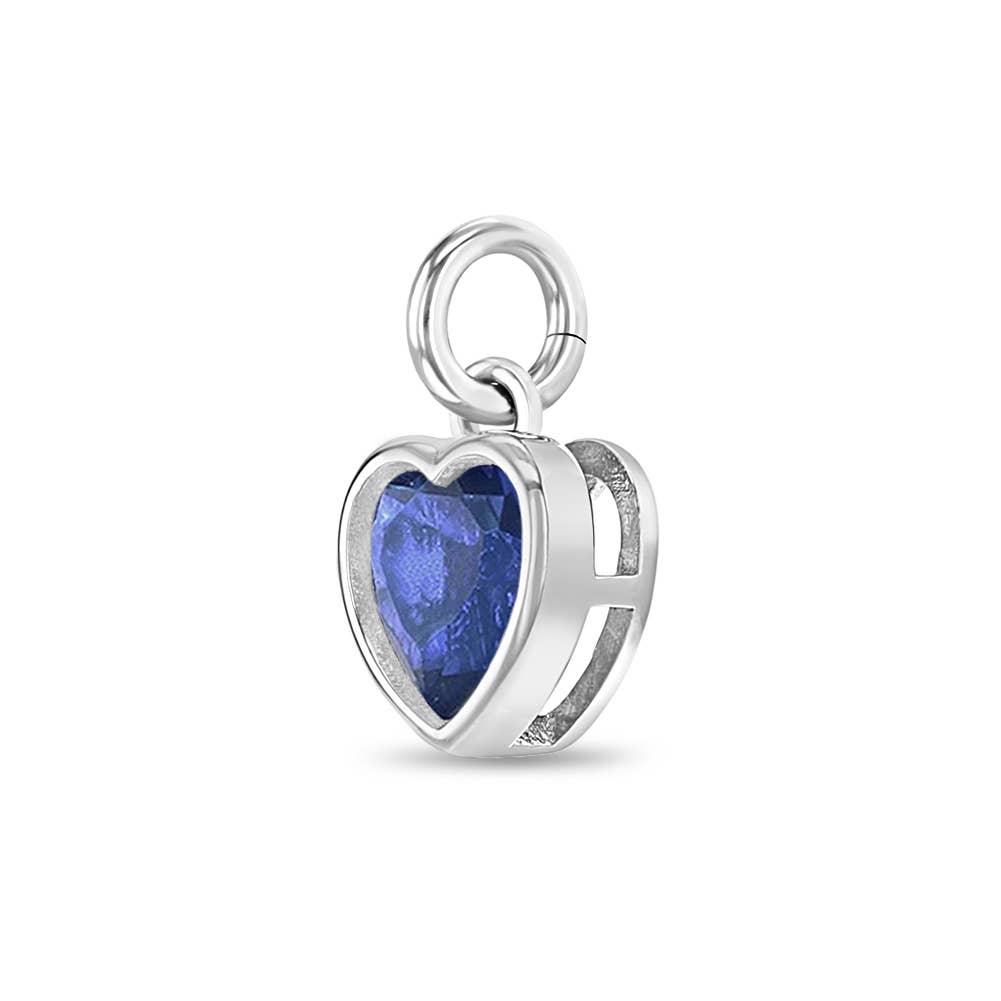 In Season Jewelry – wholesale Individual charm/pendant – Birthstone Heart Charm for Charm Bracelet - Sterling Silver18