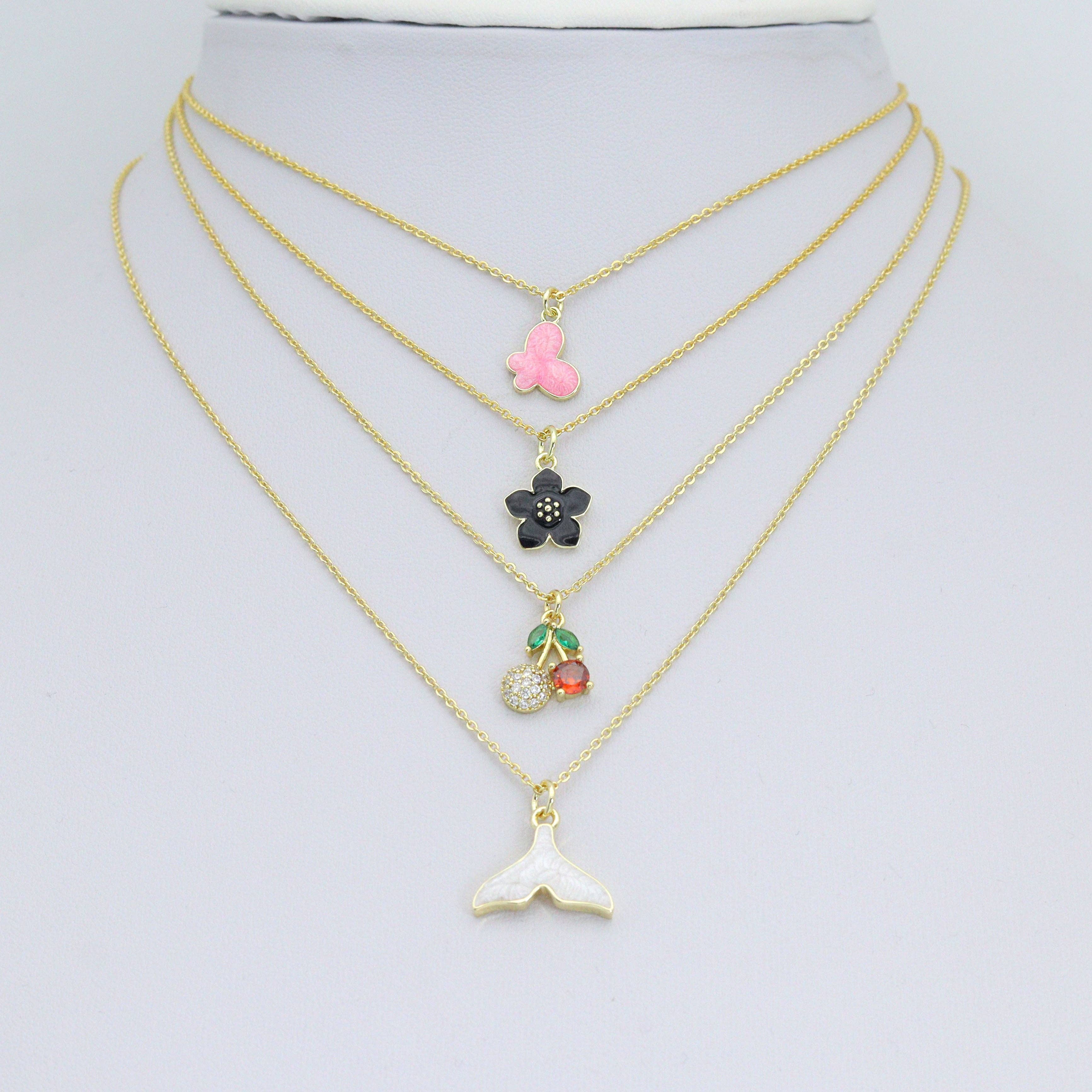 BestBeads&Beyond - Wholesale Individual Charm/Pendant - Colorful Enamel Butterfly Flower Cherry  Whale tail Shape charm, Sku#Y10583
