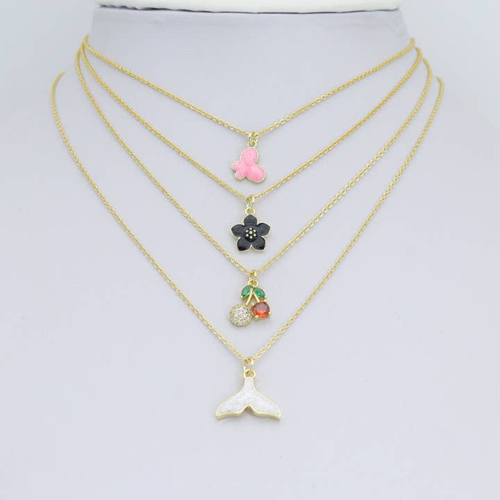 BestBeads&Beyond - Wholesale Individual Charm/Pendant - Colorful Enamel Butterfly Flower Cherry Whale tail Shape charm, Sku#Y10583