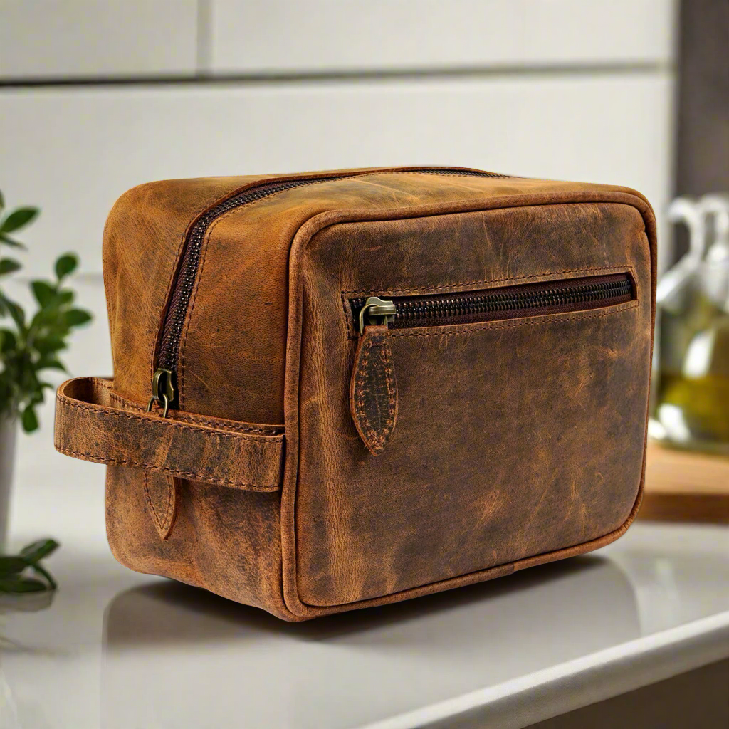MLC - Wholesale Toiletry bag – men's - Rustic Groomsmen Essential Personalized Leather Dopp Kit1