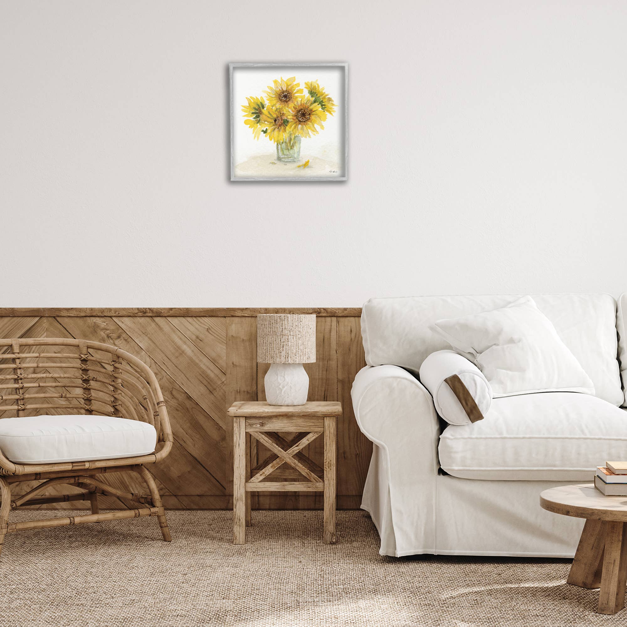 Stupell Industries - Vente Décoration murale – enfant et bébé - Art encadré à l'aquarelle de tournesol en pot14