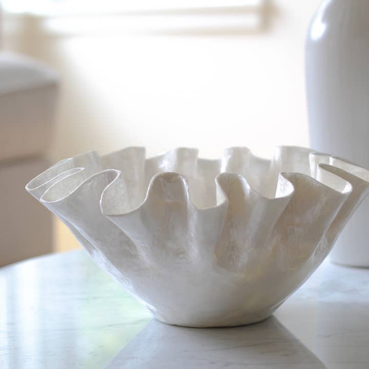 Dekorasyon Gifts Decor - Wholesale Decorative Plate/Dish/Bowl - Capiz Ruffle Centerpiece Bowl