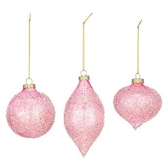 Napco - Wholesale Ornament Set - Ornament, Pink 3 Asst.  Item # 534720
