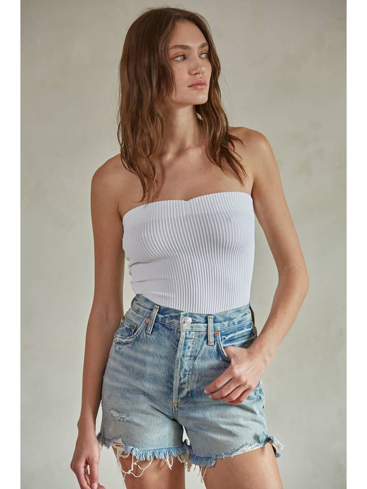 By Together - Wholesale Bustier - Women's - S1188N | Sweetheart Neckline Seamless Ribbed Tube Top
