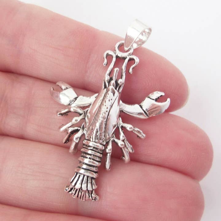 Lobster 925 Solid Sterling Silver 3D Pendant Nautical Charm for wholesale by Dalfiya