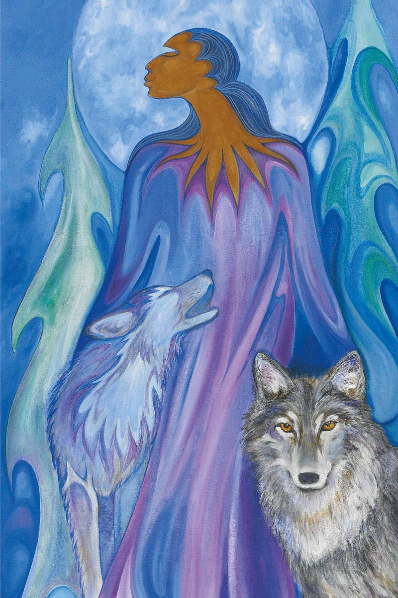 Indigenous Puzzles and Art – wholesale Art print – Wolf Guardian Art Print by Artist Maxine Noel0