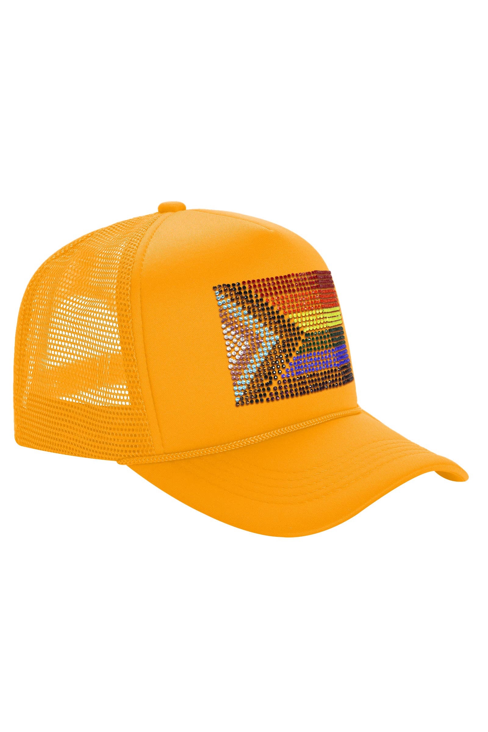 Cap Zone - Wholesale Trucker Hat - Unisex - Bling Rainbow Pride Flag Sponge Trucker Hat5