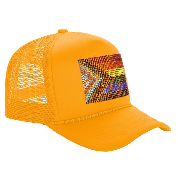 Cap Zone - Wholesale Trucker Hat - Unisex - Bling Rainbow Pride Flag Sponge Trucker Hat5