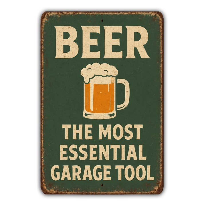 Bier Das Wichtigste Garagenwerkzeug Metallschild – Lustige Vintage-Stil Wanddekoration für Männerhöhle, Garage, Bar, Werkstatt, Geschenk für Ihn für den Großhandel von Game Time Prints