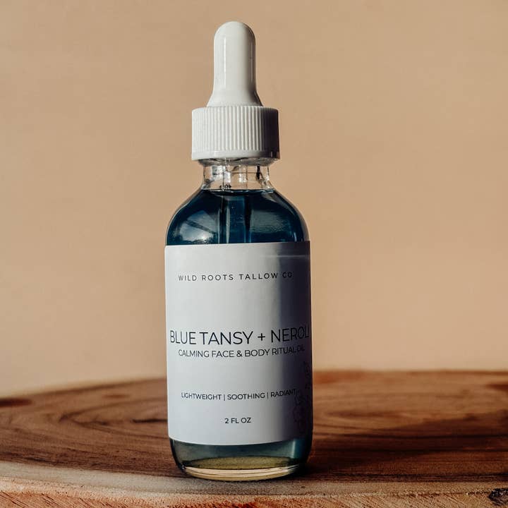 Blue Tansy + Neroli Face & Body Oil | Lightweight Botanical for wholesale by Wild Roots Tallow Co.