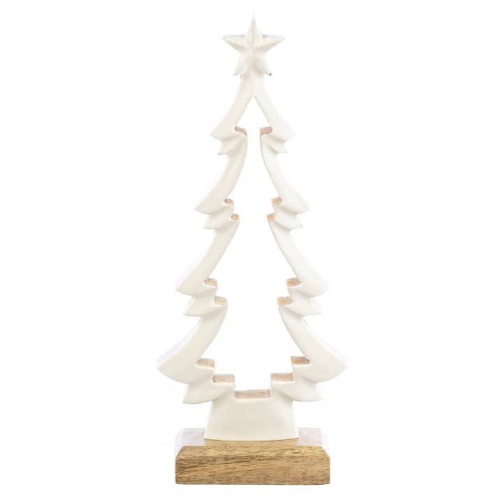 White Enamel Tree Sm for wholesale by Oak Street Wholesale
