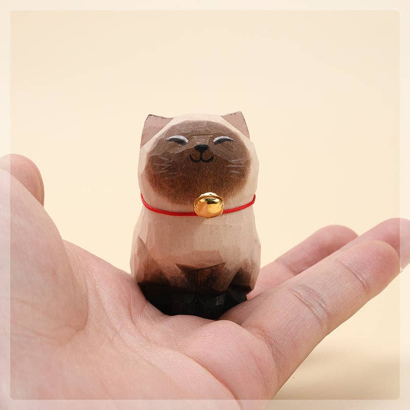 Gohobi （We cover U.S. import duties） - Wholesale Decorative Figurine - Gohobi Handcrafted  Large Wooden Siamese Cat Ornament2