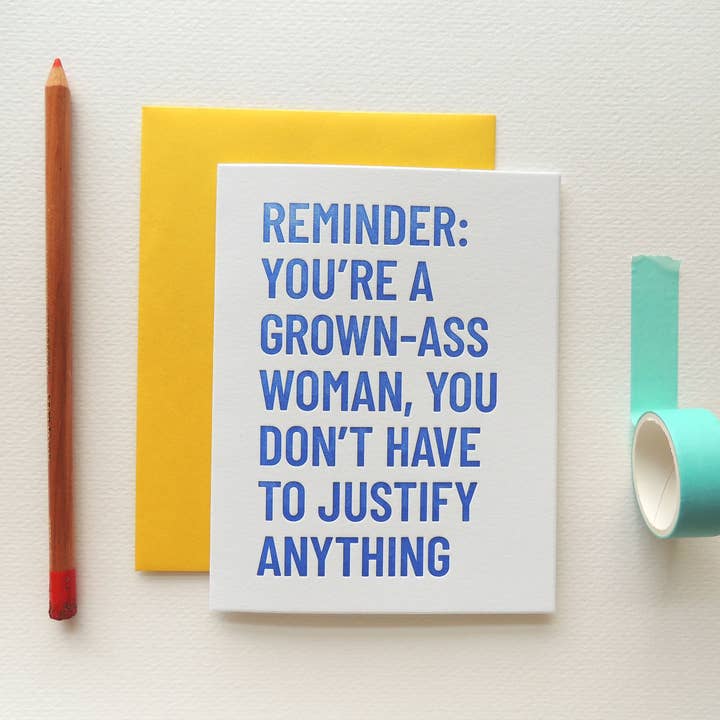 Grown-Ass Woman Card for wholesale by Harken Press
