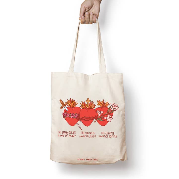 Catholic Family Crate® - Wholesale Tote Bag - Women's - Holy Family Hearts Tote Bag