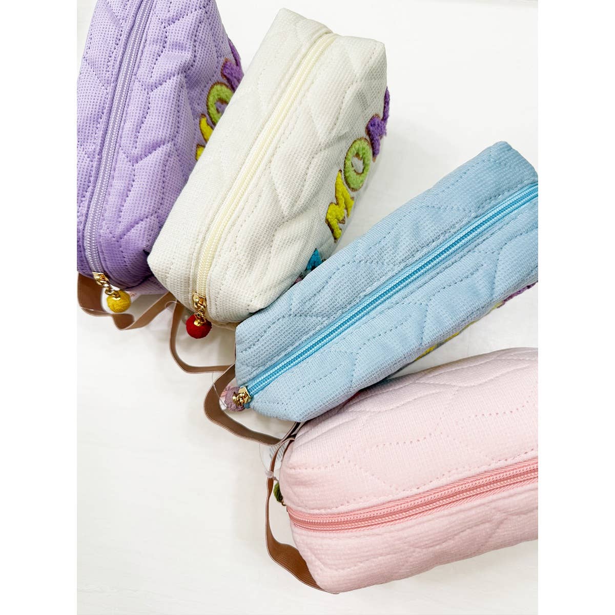 MIX COLOR LOVE MOM Soft Tone Light Weight Cosmetic Bag for wholesale on Faire2