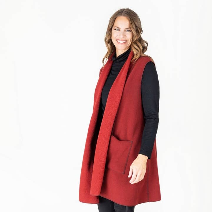 The Sylvia Vest Heather Sherpa for wholesale by Cameleon