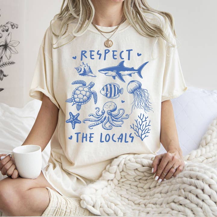 Respect The Locals, Sea Turtle, Lake, Fishing, Summer Tshirt for wholesale by Refinery Number One LLC