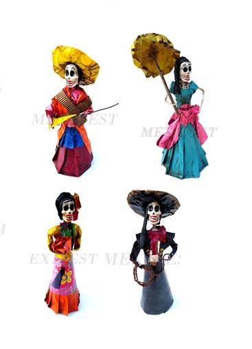 Mexifest – Estatueta decorativa por atacado – BONECA DE PAPEL MACHÉ VARIADA