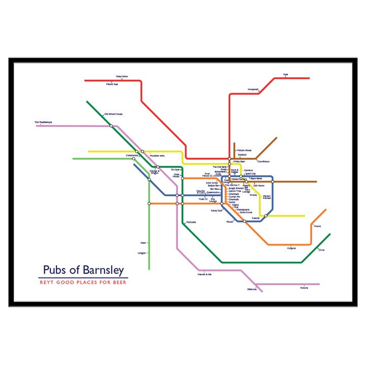 Pubs of Barnsley - Print for wholesale by The Yorkshire Print Company