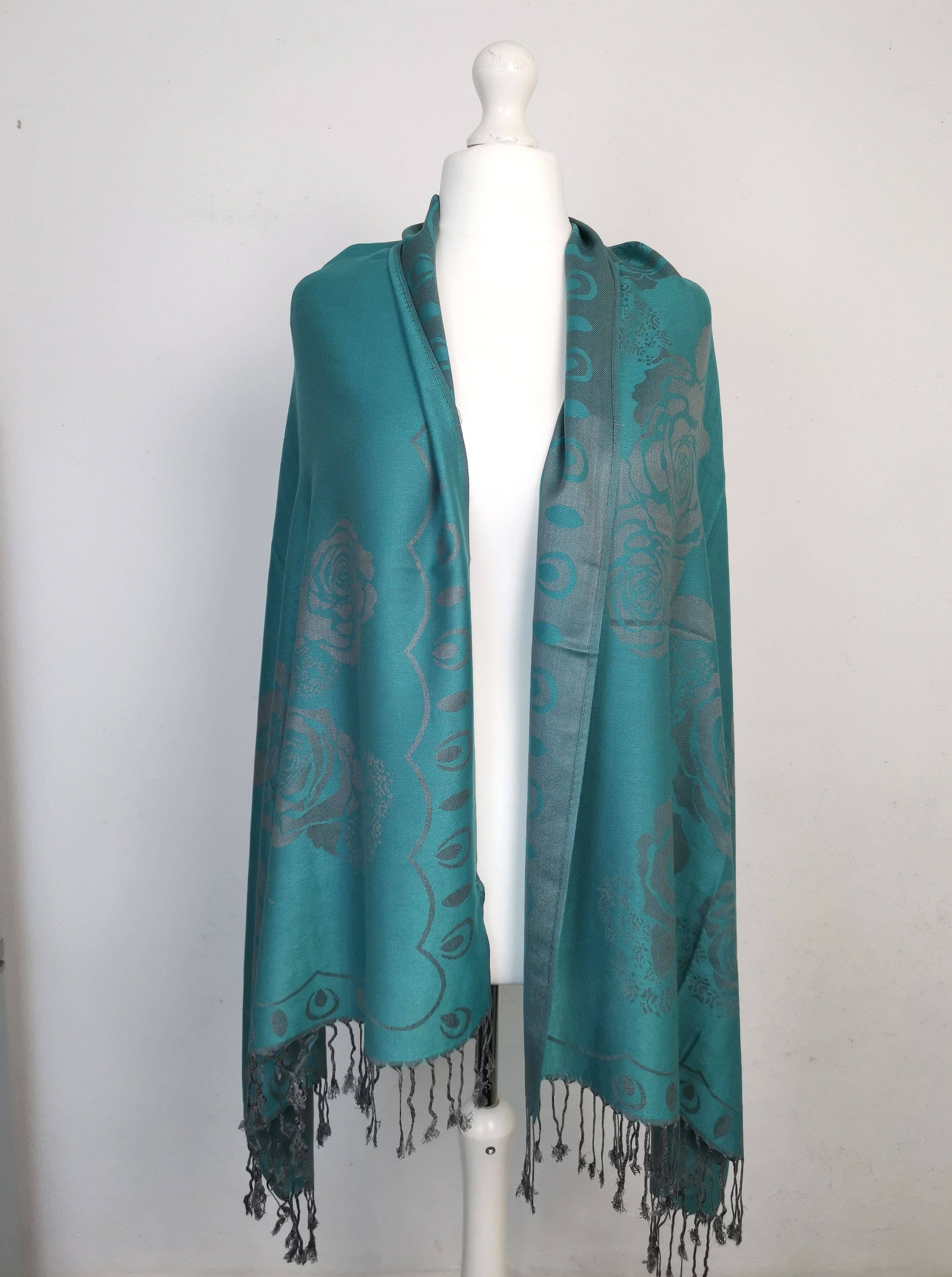 Superbia - Wholesale Scarf - Women's - Super Soft Reversible Pashmina Scarf /Shawl -Roses 1884