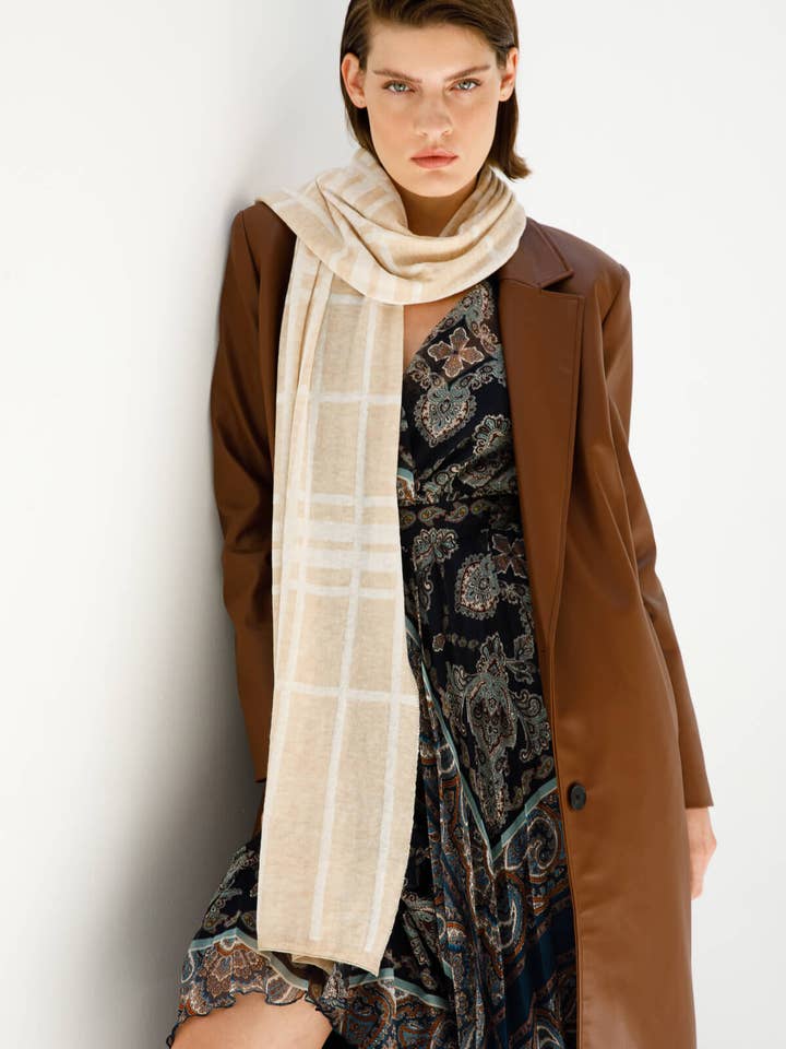 Mohair Galatia Halsduk Ecru-Taupe för wholesale av Mohair&Angora