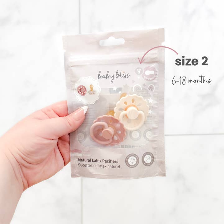 Natural Latex Pacifiers - Size 2 (6-18M) Blush & Cream for wholesale on Faire