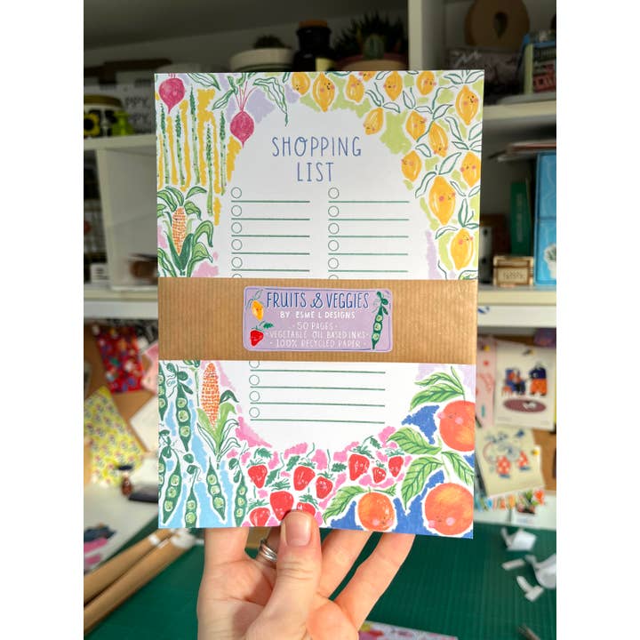 Fruit and Vegetable Recycled Tear Away To Do List Notepad for wholesale by Esme L Designs