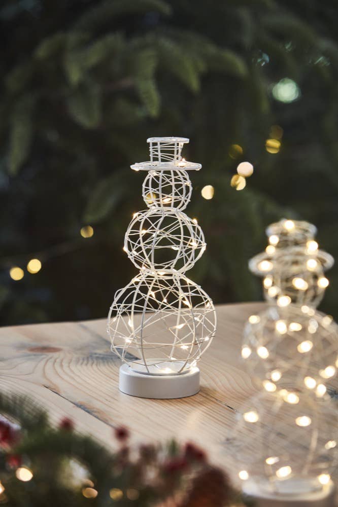 Blanco Muñeco de nieve de alambre de mesa de venta al por mayor en Faire1