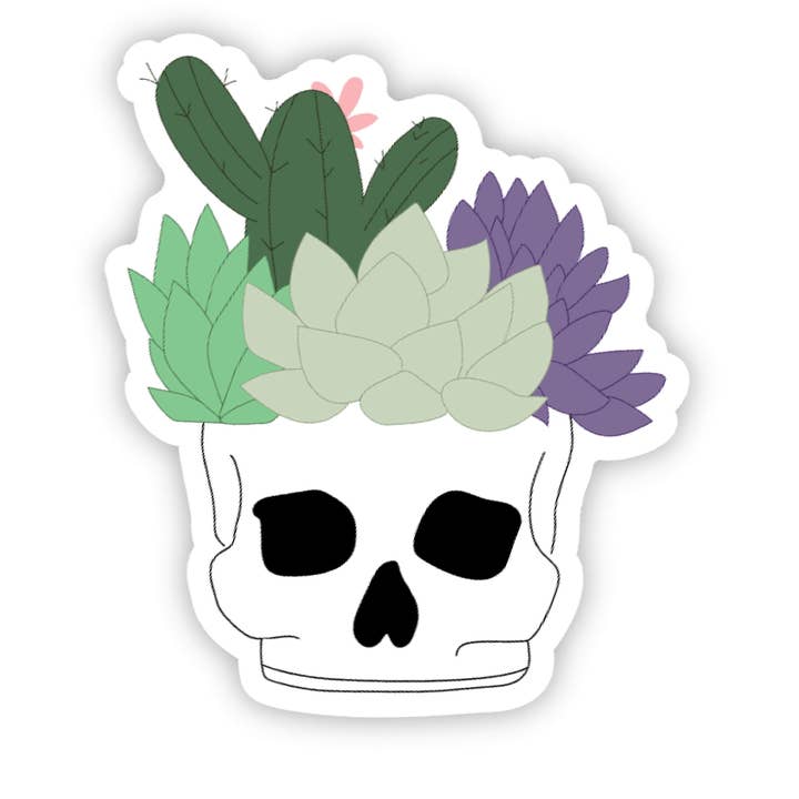 Sticker: Cute Skull Succulent Planter | Plant Parent Decal for wholesale by SHEWOLF Designs