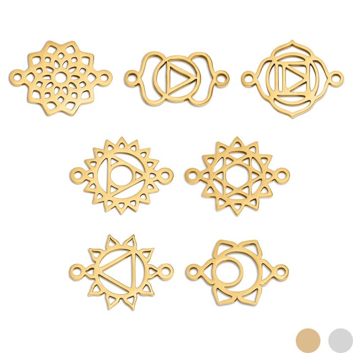 18K Gold Stainless Steel Chakra Connector Charm for wholesale by WJW