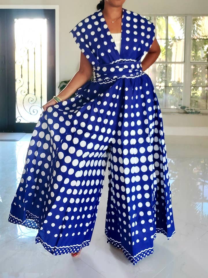 India Batik - Wholesale Jumpsuit - Women's - 901- Infinity Palazzo / Romper / Jumpsuit- Royal Blue/ Wh2