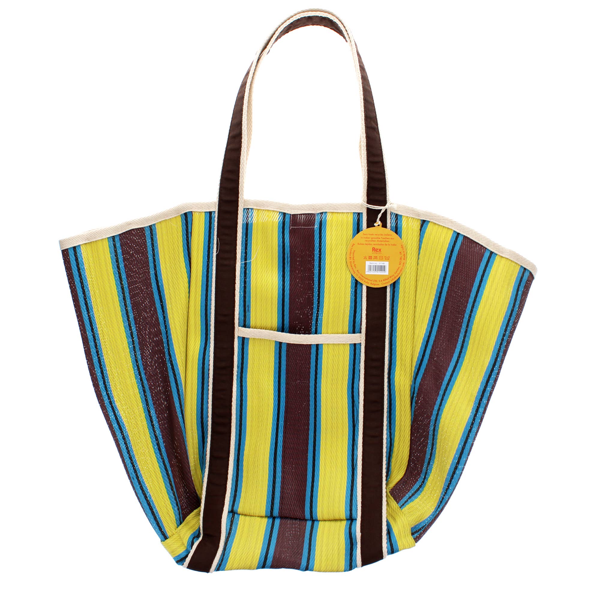 Rex B2B - UK – wholesale Tote bag – Unisex – Recycled woven tote bag - Brown, yellow, teal2