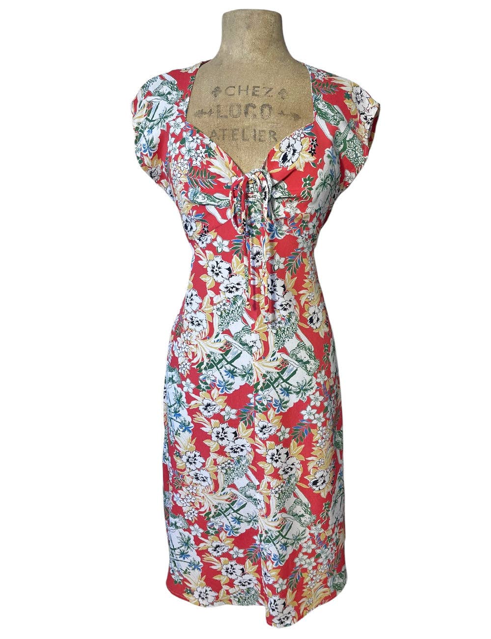 Loco Lindo – wholesale Klänning - Dam – REA! Röd Hawaiian Cowgirl Retro Jitterbug Klänning0