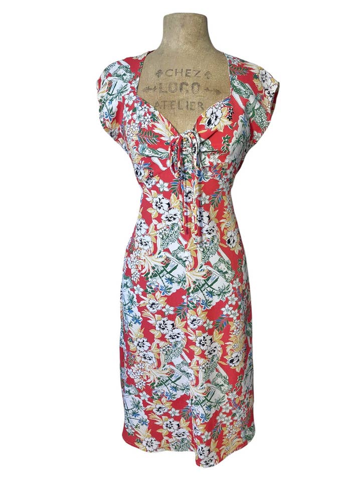 Loco Lindo – wholesale Klänning - Dam – REA! Röd Hawaiian Cowgirl Retro Jitterbug Klänning