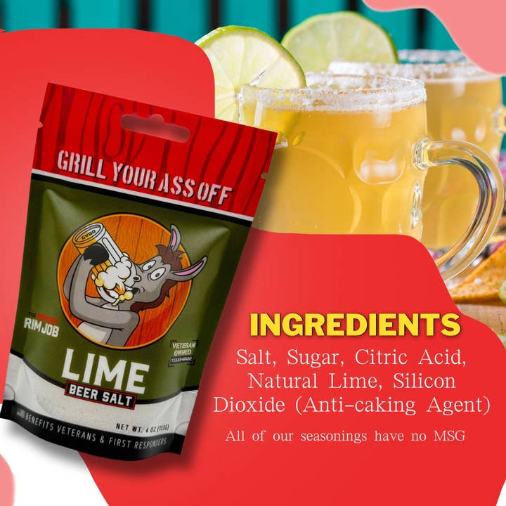 Grill Your Ass Off - Spices, Rubs, Seasonings, Sauces, Jerky – Engroshandel Salt – Lime Øl Salt - Drikke, Cocktail Mixer, Indenlandsk, Import