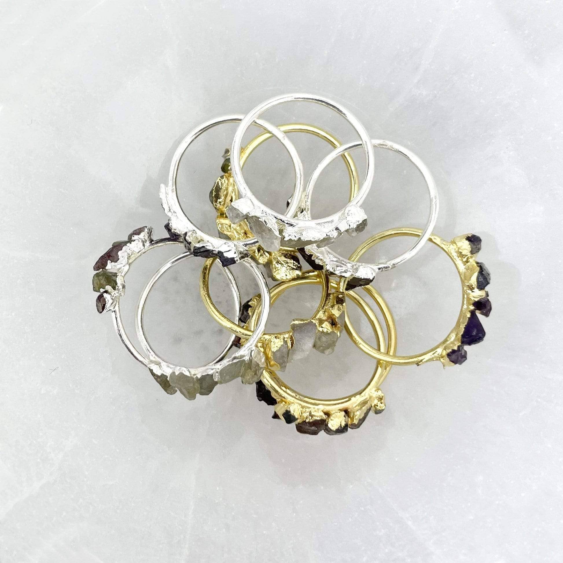 Rock Paradise – wholesale Single stone/solitaire ring – Crystal Raw Stone Ring in Gold or Sterling - Organic Shapes8