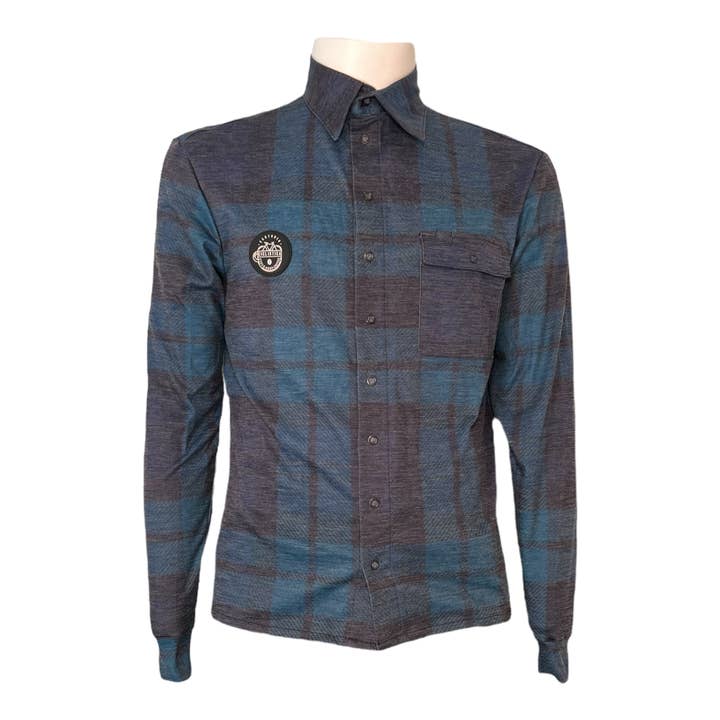 Black watch gravel merino shirt by Sartoria Ciclistica for wholesale by Sartoria Ciclistica