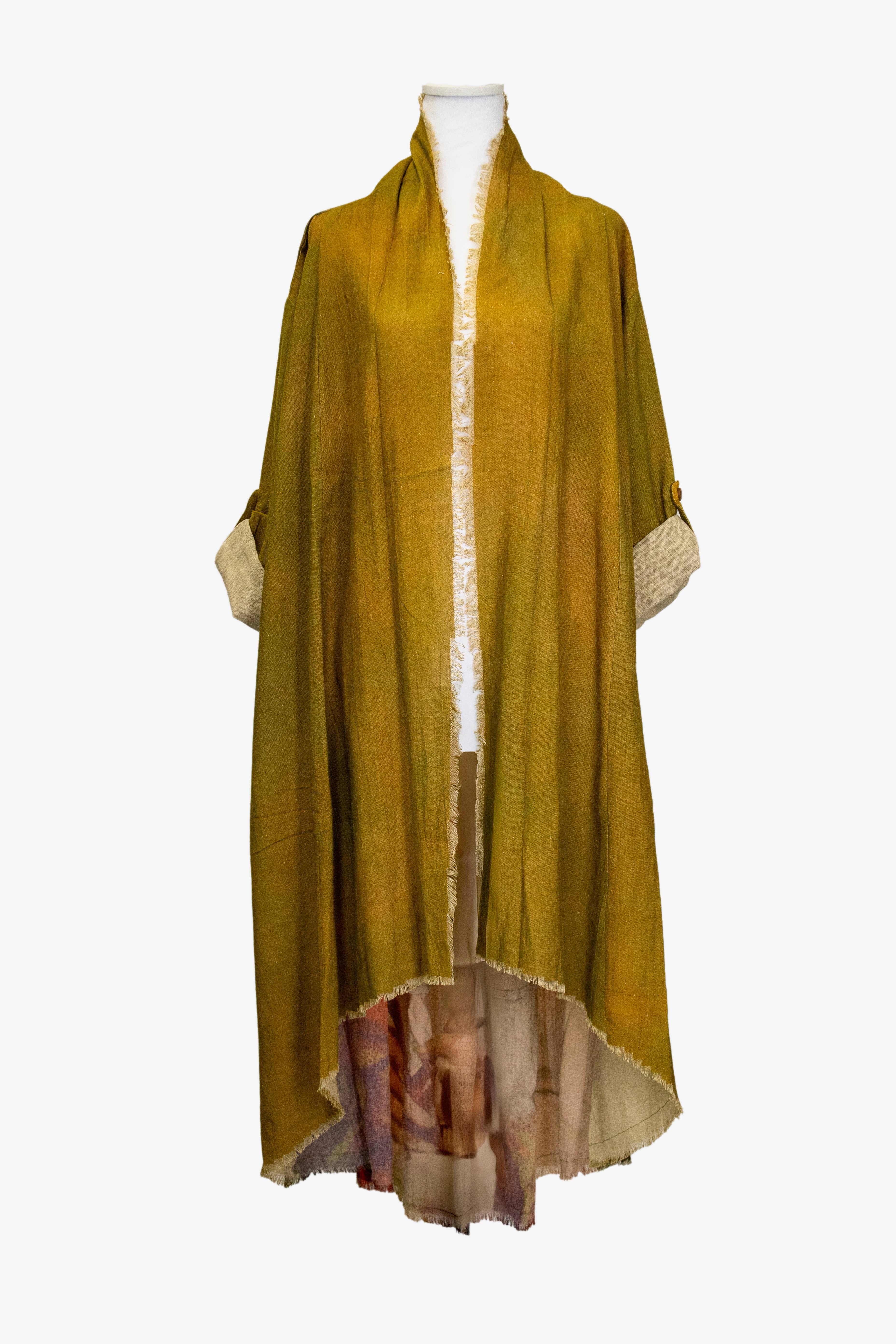 LeParisPetit by I Love Linen - Wholesale Kimono - Women's - Duster with Sitting Bull Print – Olive & Multi-Color Graphic1